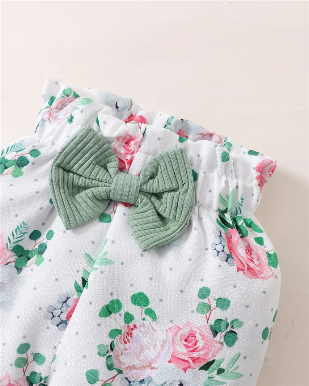 Baby Mädchen 3-teiliges Sommer-Set – Romper, Blumenhose & Haarband