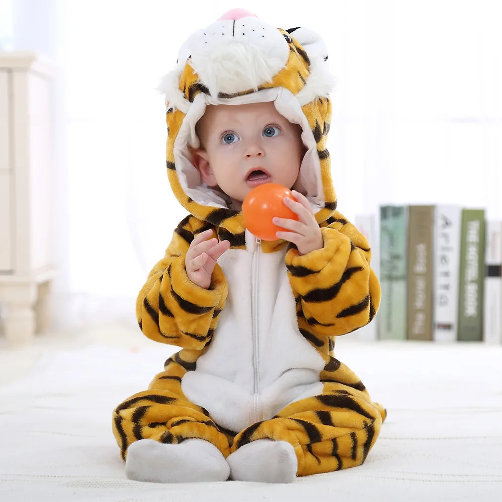 Baby Tier-Jumpsuit Strampler – Cosplay Kostüm für Kleinkinder, Flanell, Unisex (2–36 Monate)
