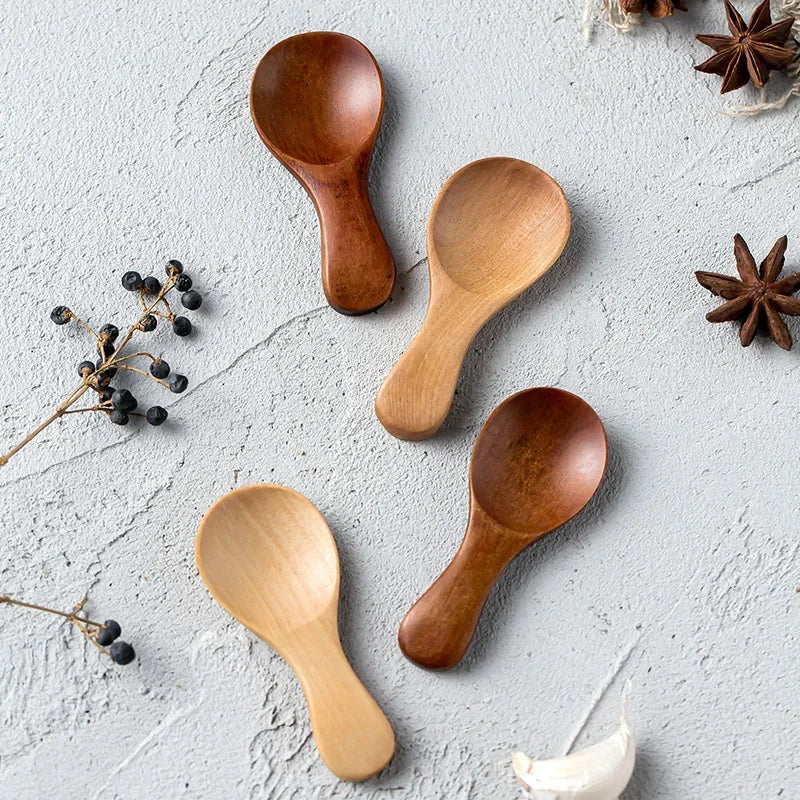 Mini-Holzlöffel 4er-Set – Kleine Gewürz- & Kaffeelöffel aus Naturholz