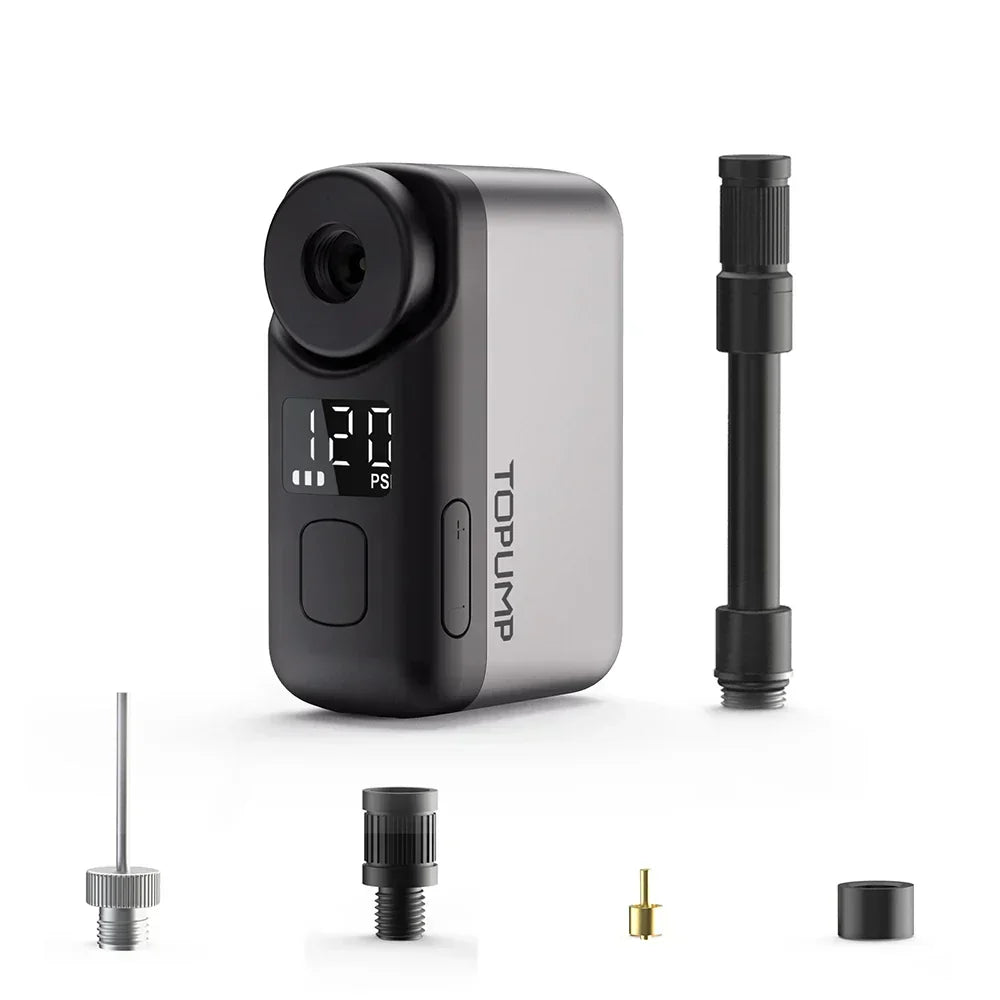 Mini Akku-Elektrofahrradpumpe 120 PSI mit Display – Grau
