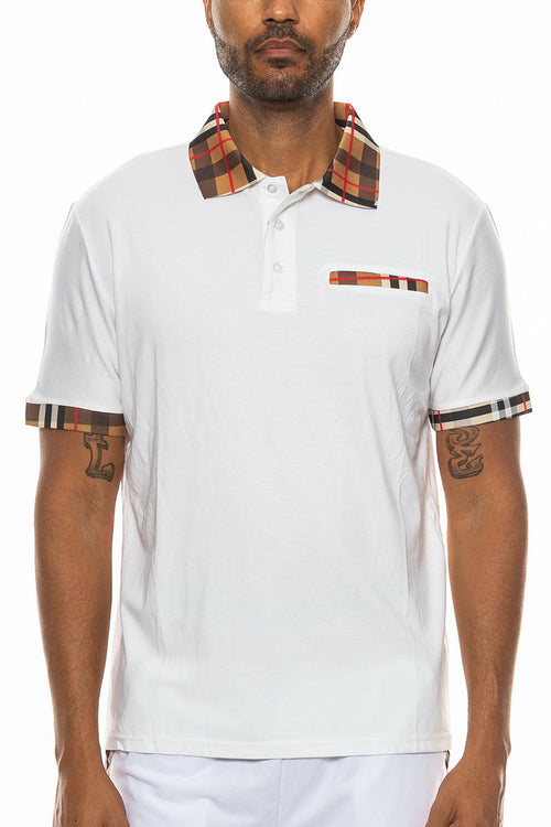 Kariertes Detail Polo – Lässiges Herren-Poloshirt mit Karo-Akzenten