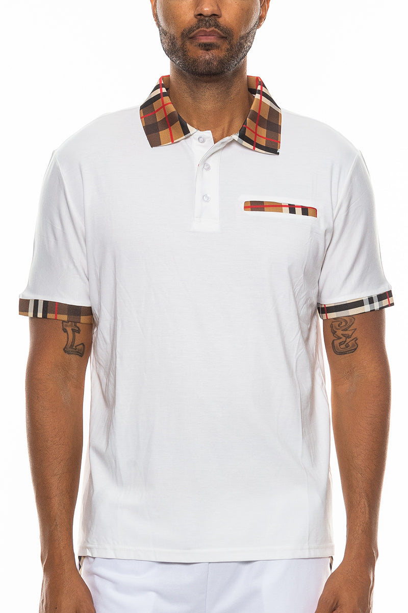 Kariertes Detail Polo – Lässiges Herren-Poloshirt mit Karo-Akzenten