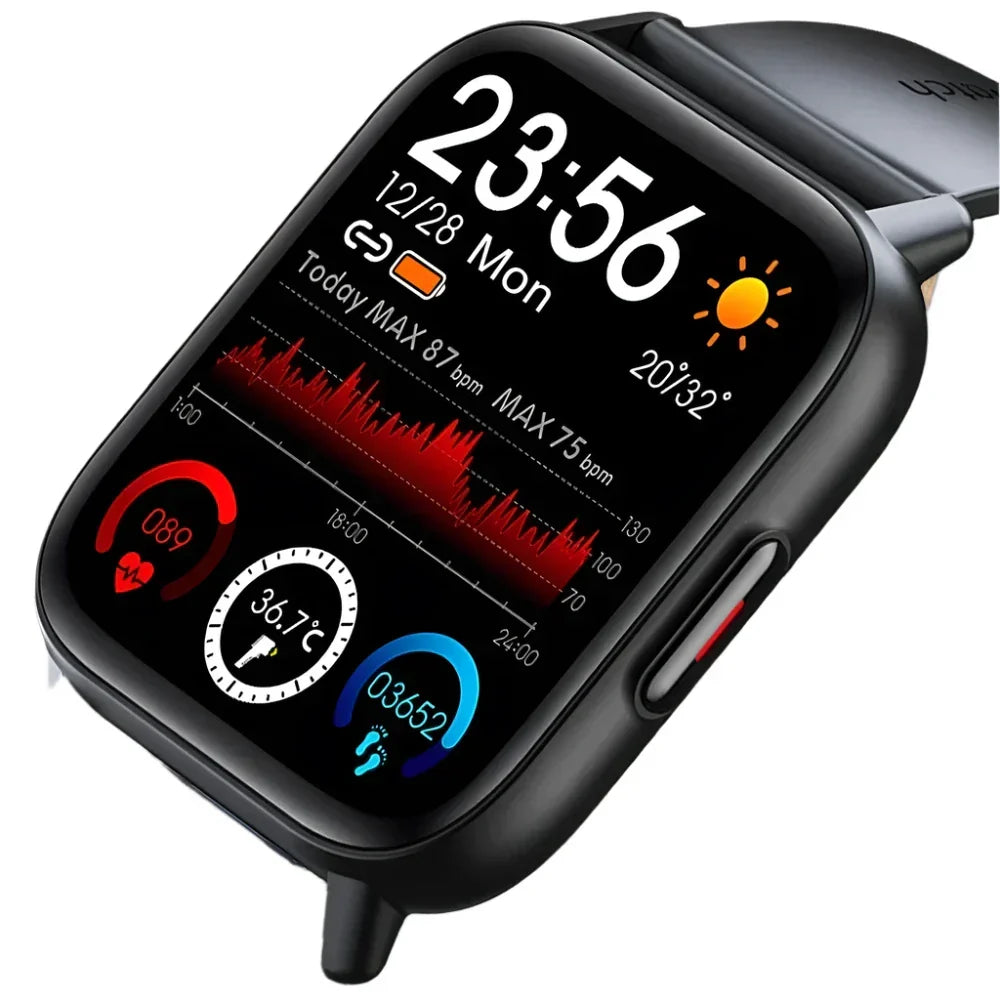 Smartwatch für Männer & Frauen – Herzfrequenz, SpO2, IP67, Schwarz