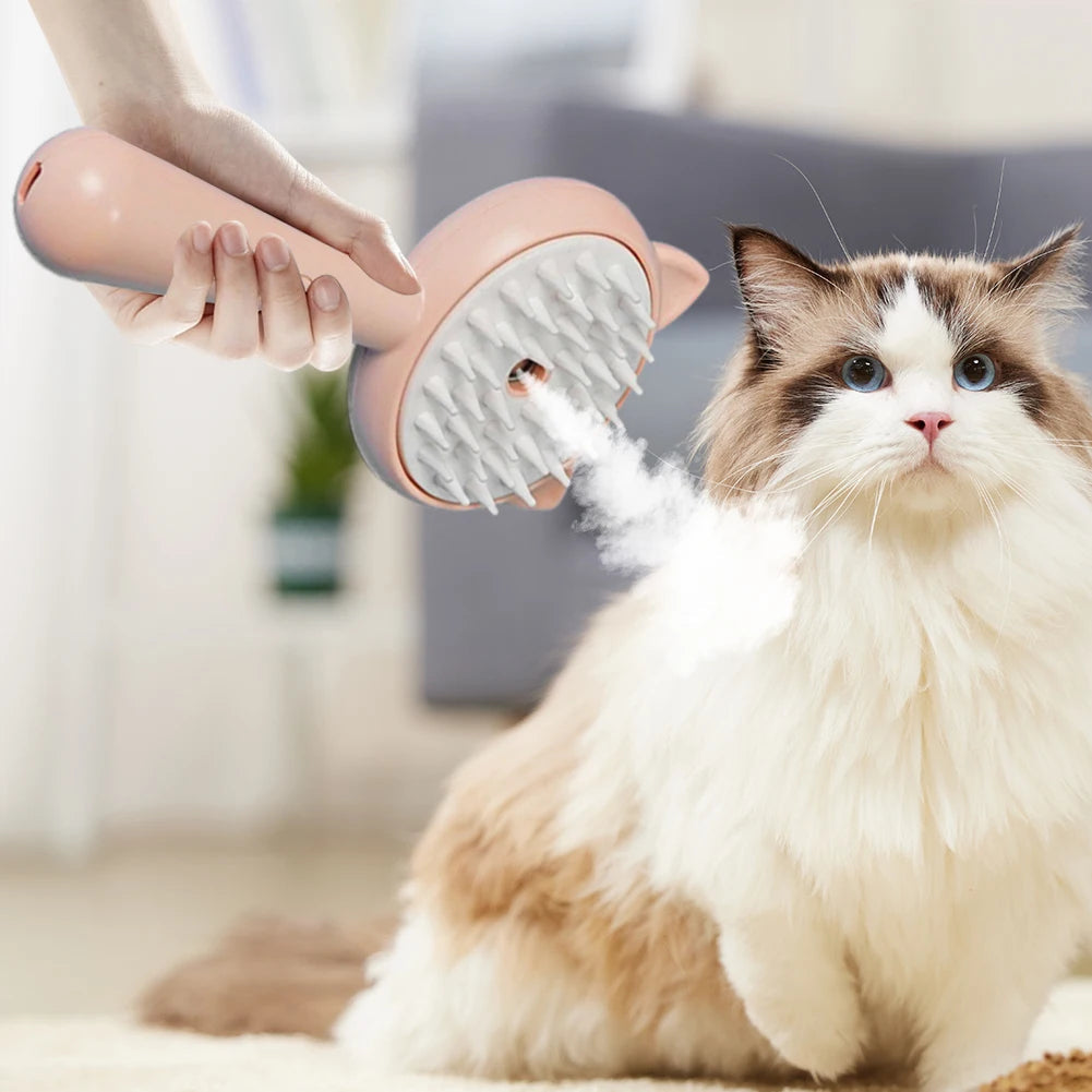 Katzen-Fellbürste mit Dampffunktion – Multifunktionale Pflegebürste für Haustiere