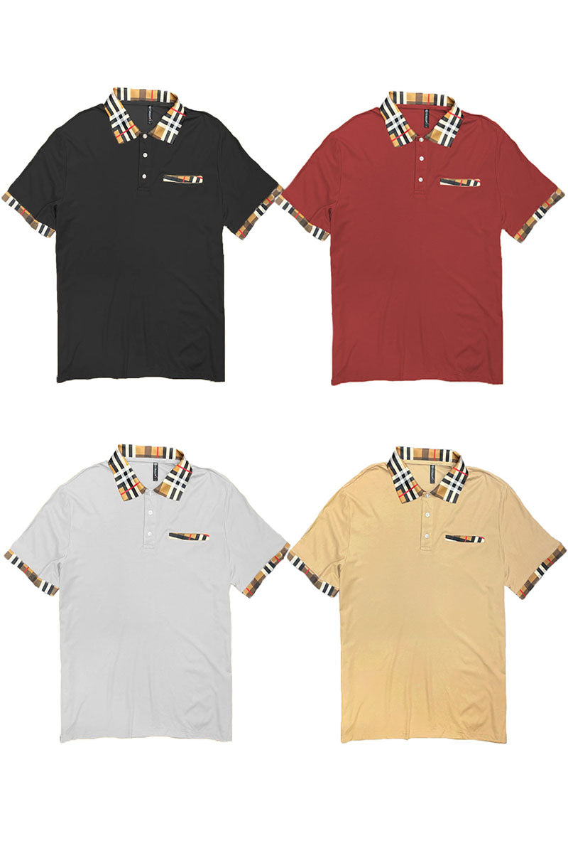 Kariertes Detail Polo – Lässiges Herren-Poloshirt mit Karo-Akzenten