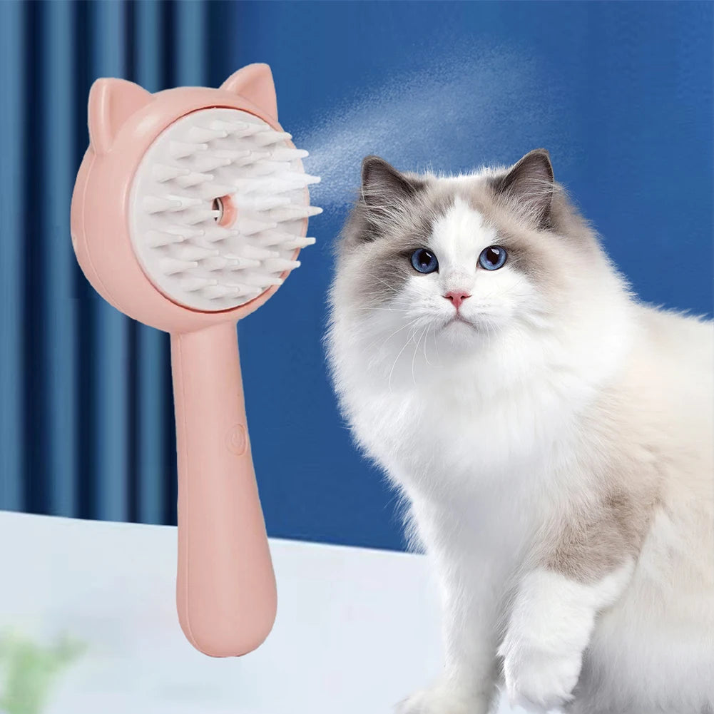 Katzen-Fellbürste mit Dampffunktion – Multifunktionale Pflegebürste für Haustiere
