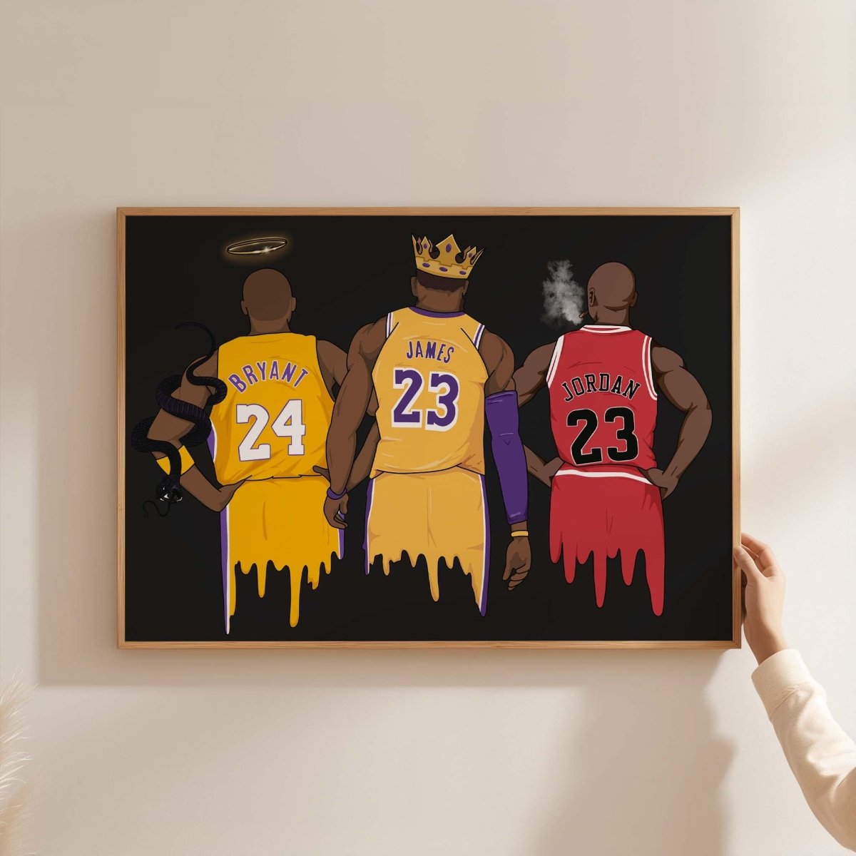 Basketball Legends Trio Poster · Street Art Illustration · Pop Art Sport Design · Urban Athlete Artwork · Moderne Wandkunst · Print ohne Rahmen