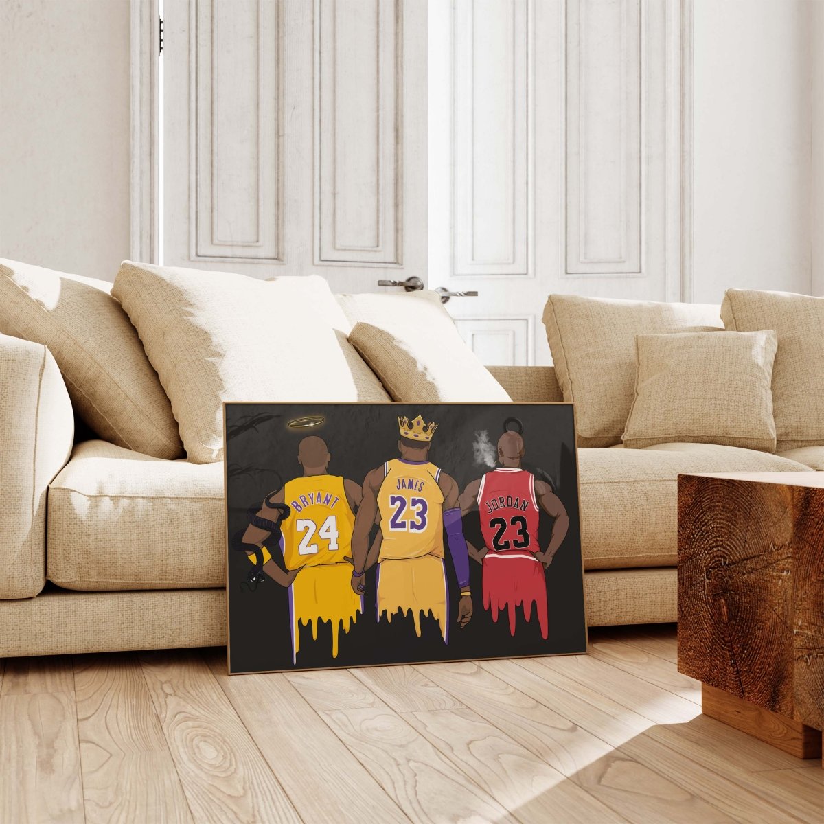 Basketball Legends Trio Poster · Street Art Illustration · Pop Art Sport Design · Urban Athlete Artwork · Moderne Wandkunst · Print ohne Rahmen