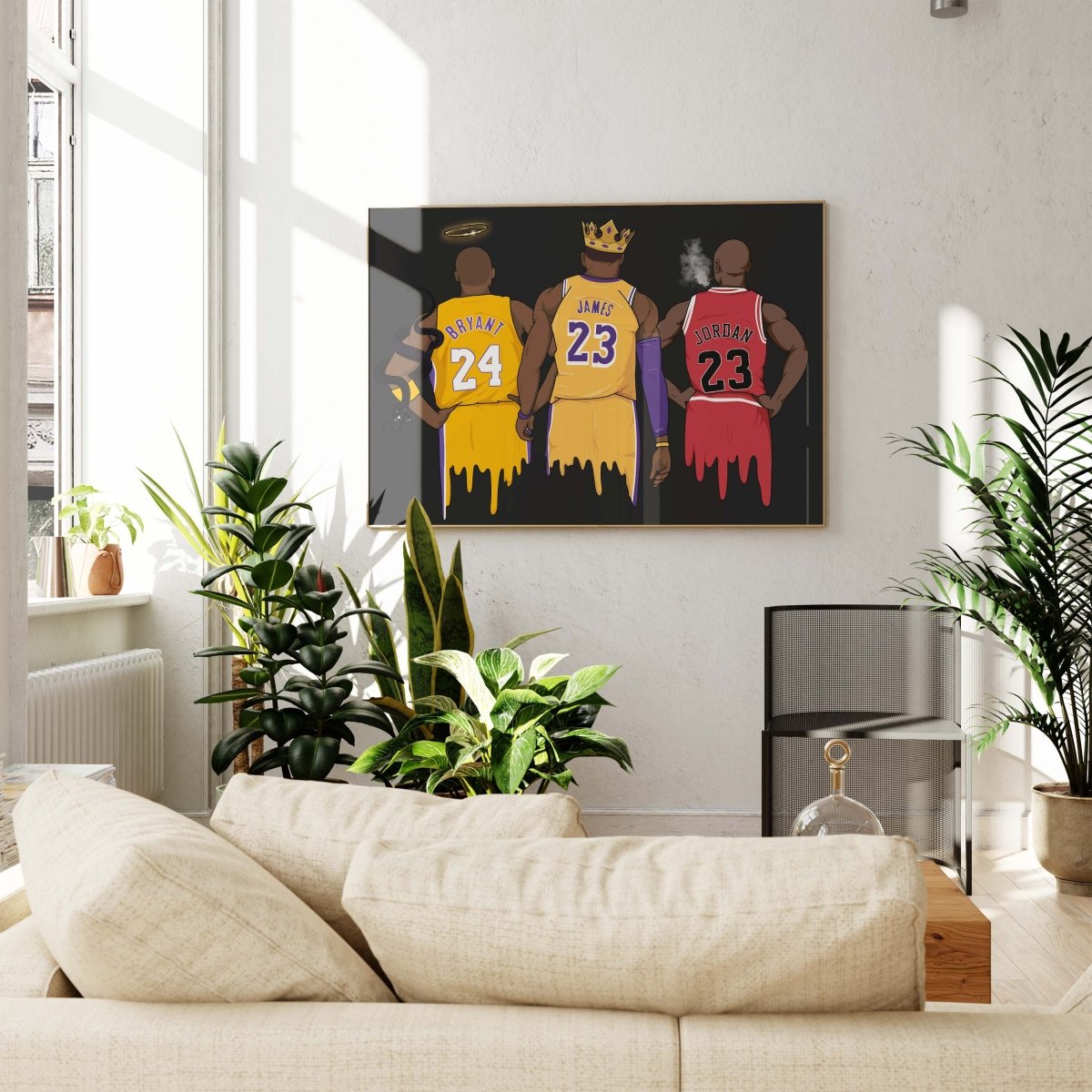 Basketball Legends Trio Poster · Street Art Illustration · Pop Art Sport Design · Urban Athlete Artwork · Moderne Wandkunst · Print ohne Rahmen