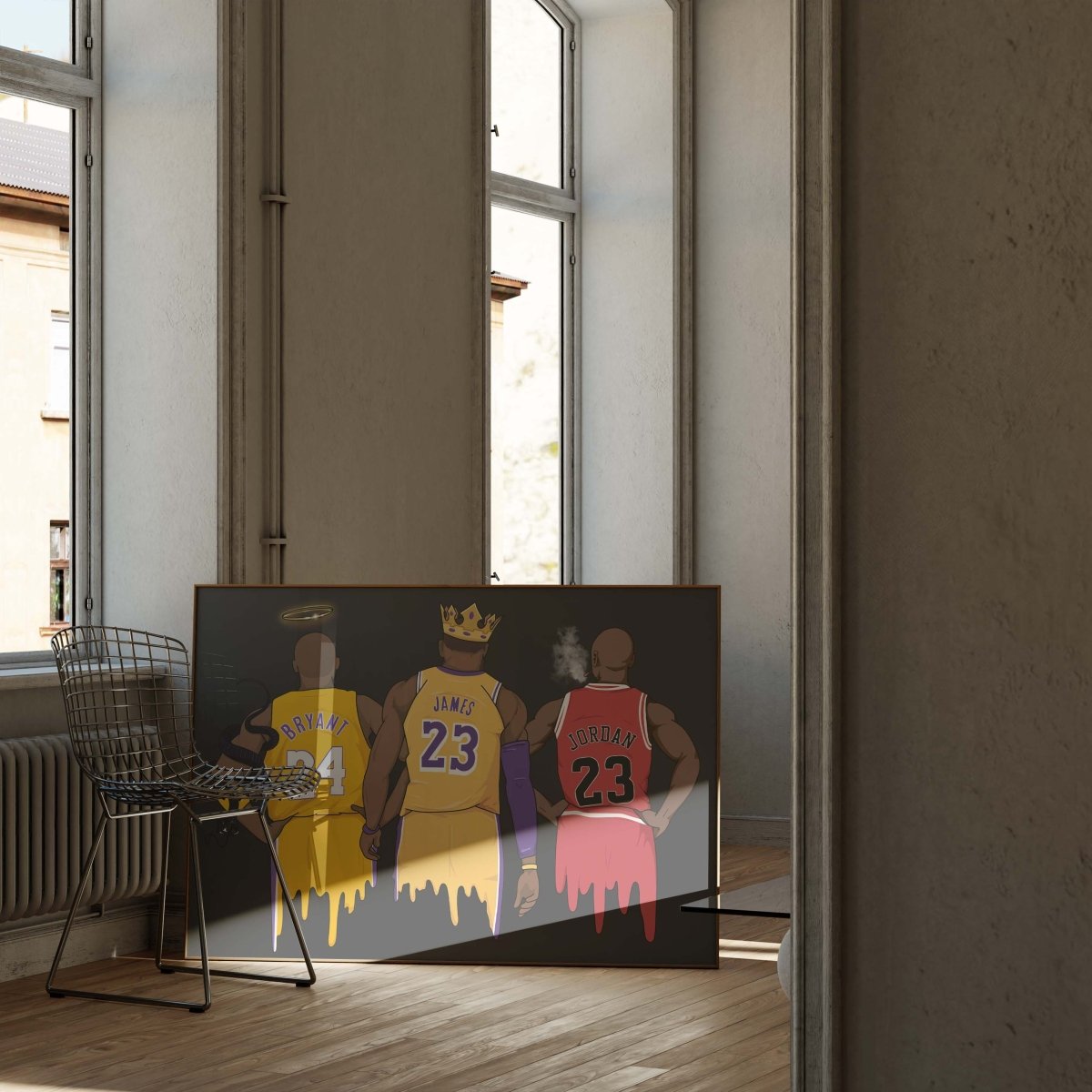 Basketball Legends Trio Poster · Street Art Illustration · Pop Art Sport Design · Urban Athlete Artwork · Moderne Wandkunst · Print ohne Rahmen