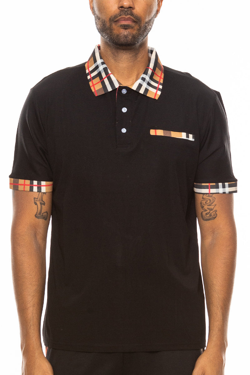 Kariertes Detail Polo – Lässiges Herren-Poloshirt mit Karo-Akzenten