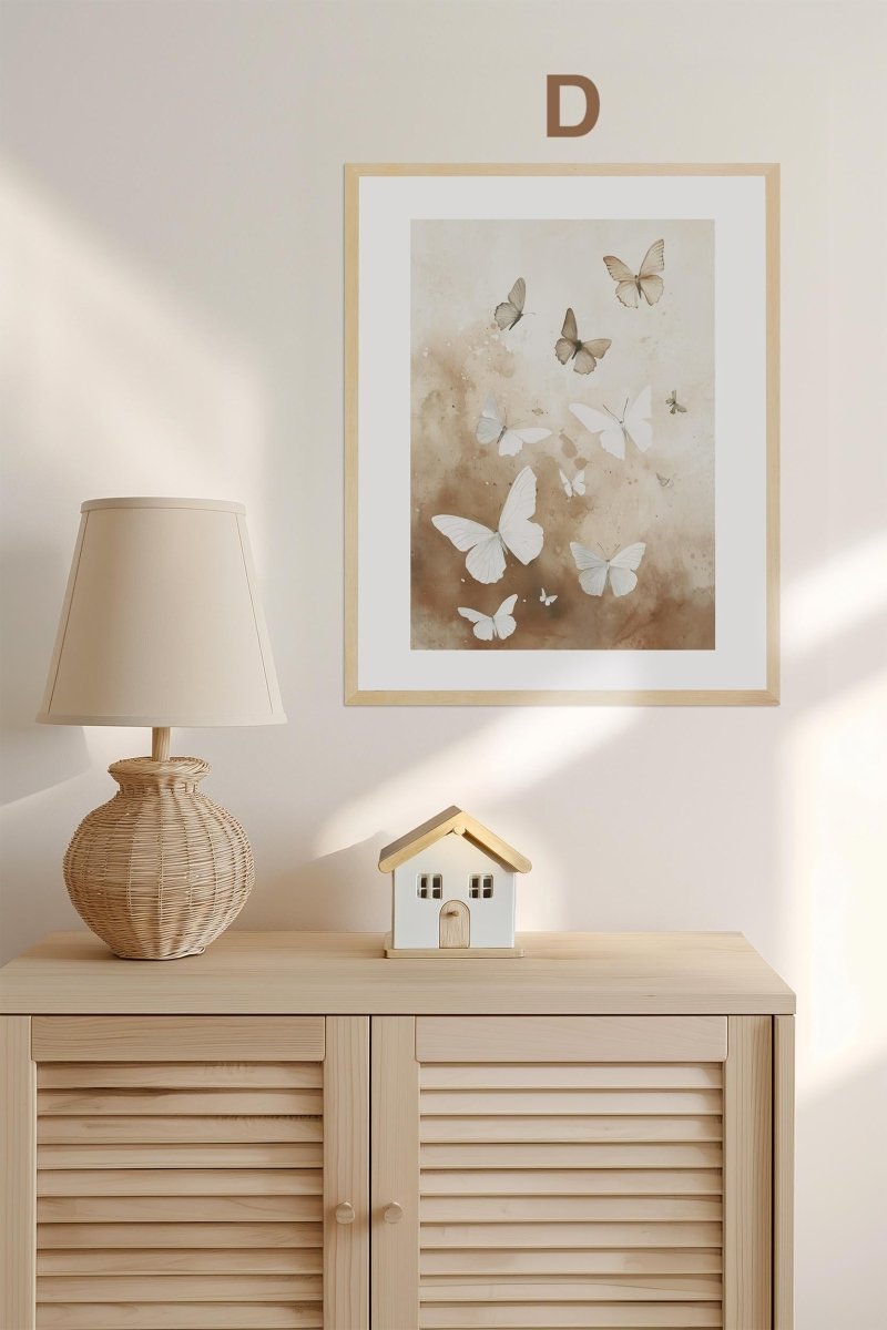 Boho Babyzimmer Poster · Niedliche Ente , Schmetterlinge, Gänseblümchen, Häuser & Sonne  Scandi Kinderzimmer Deko · Deko Print ohne Rahmen