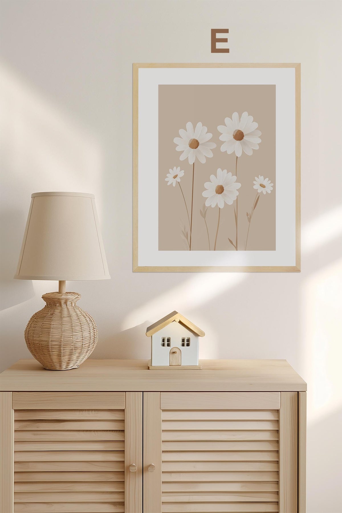 Boho Babyzimmer Poster · Niedliche Ente , Schmetterlinge, Gänseblümchen, Häuser & Sonne  Scandi Kinderzimmer Deko · Deko Print ohne Rahmen