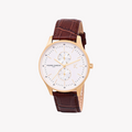 Pierre Cardin Herren-Armbanduhr | Gold Metall | Braunes Lederband | Weißes Zifferblatt | 42mm