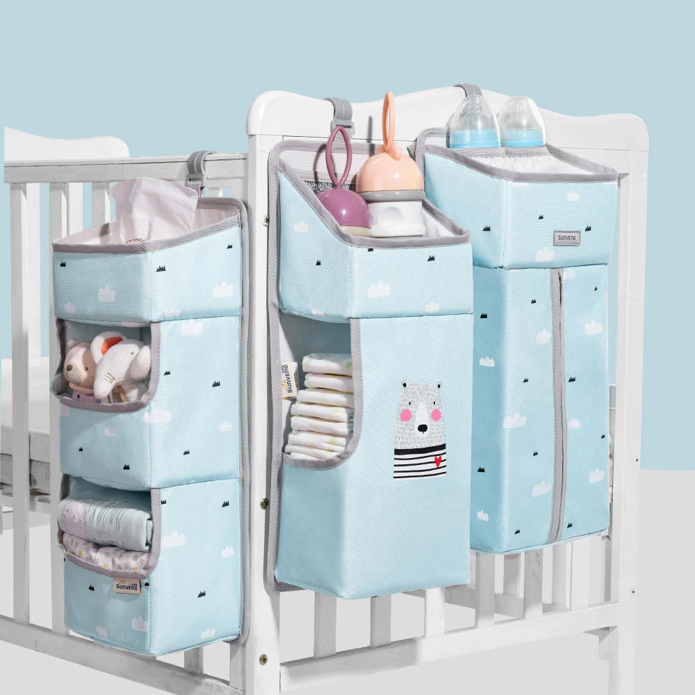 Baby Windel-Organizer 3-in-1 – Bettseiten-Caddy mit Fächern für Krippe & Wickeltisch