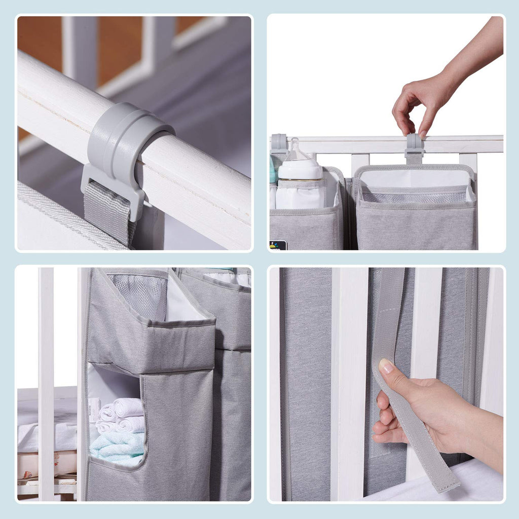 Baby Windel-Organizer 3-in-1 – Bettseiten-Caddy mit Fächern für Krippe & Wickeltisch