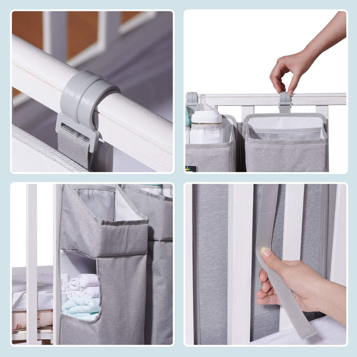Baby Windel-Organizer 3-in-1 – Bettseiten-Caddy mit Fächern für Krippe & Wickeltisch
