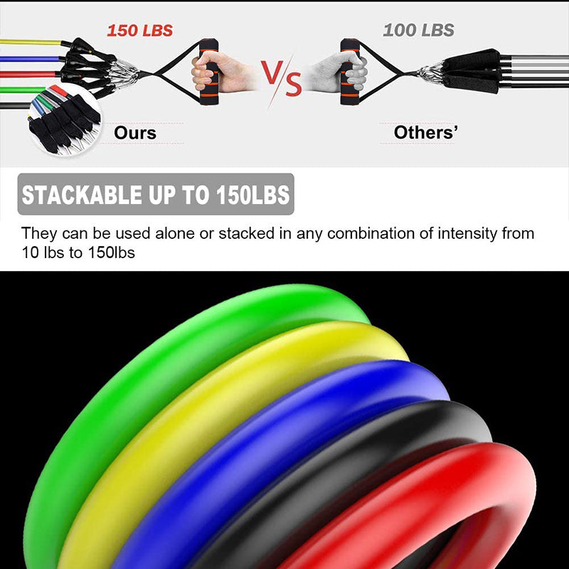 11-teiliges Widerstandsband Set – Fitness Zugseil-Set für Zuhause & Gym