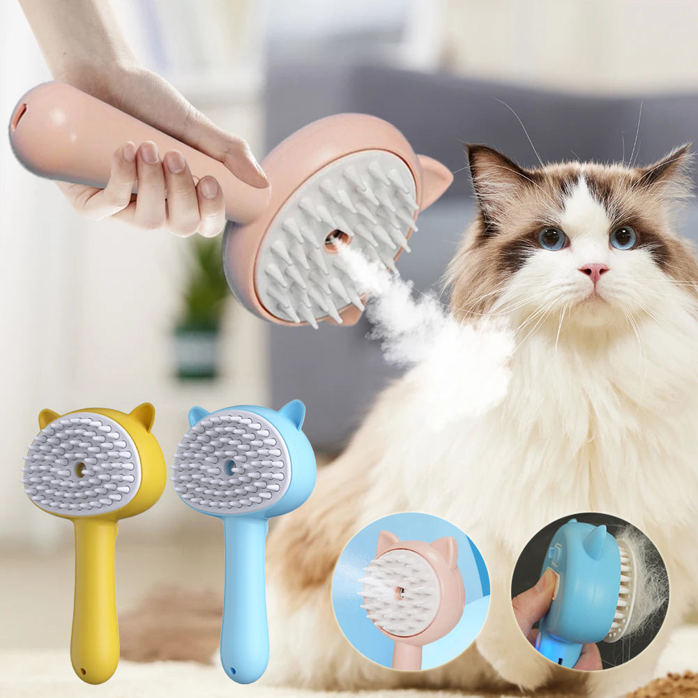 Katzen-Fellbürste mit Dampffunktion – Multifunktionale Pflegebürste für Haustiere