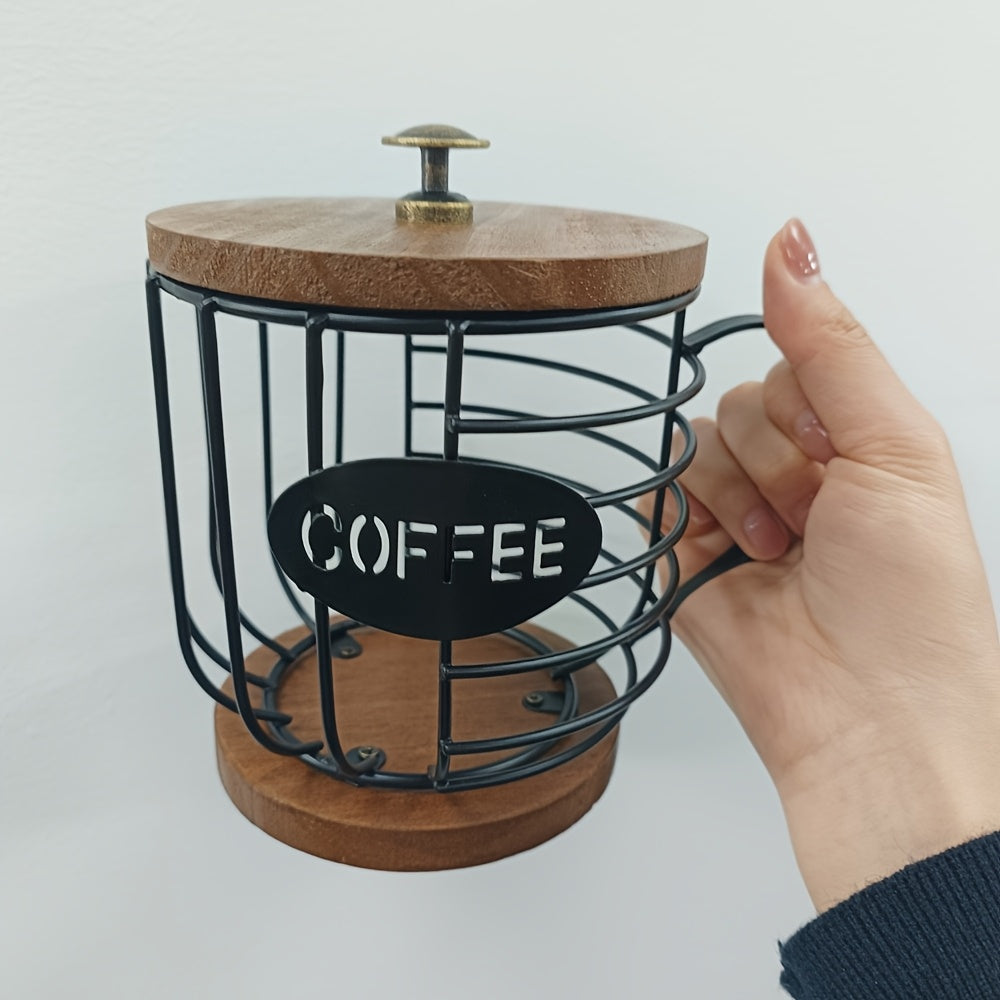 Kaffeekapselhalter mit Holzsockel – Metall & Holz, Kaffeeküche