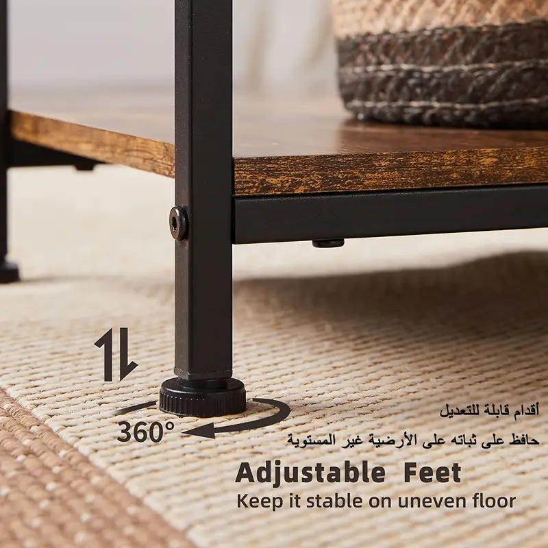 Brauner Wohnzimmertisch mit Regal & 2 Schubladen – Modernes Design