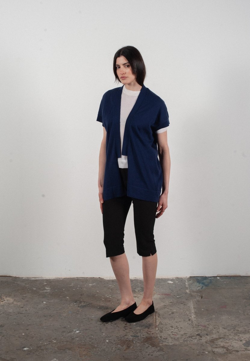 Damen Kimono aus Kaschmir & Wolle – Marineblau, KELLY 5