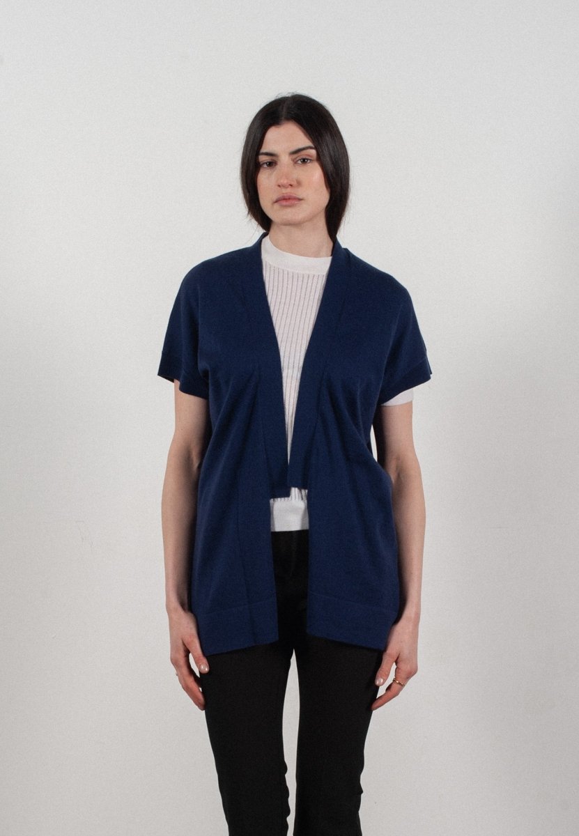 Damen Kimono aus Kaschmir & Wolle – Marineblau, KELLY 5