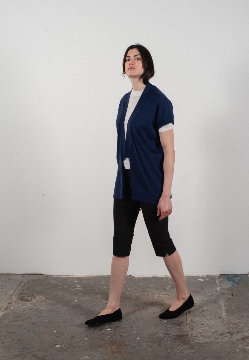 Damen Kimono aus Kaschmir & Wolle – Marineblau, KELLY 5