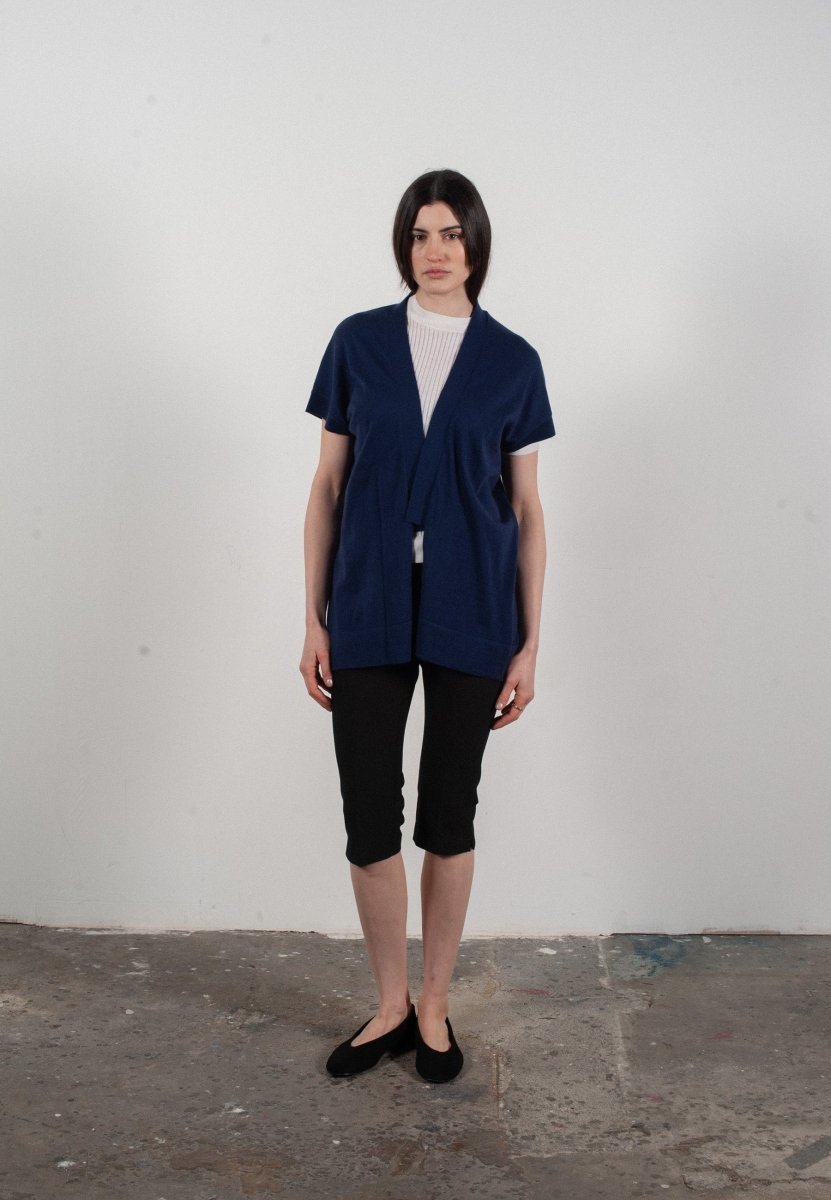 Damen Kimono aus Kaschmir & Wolle – Marineblau, KELLY 5