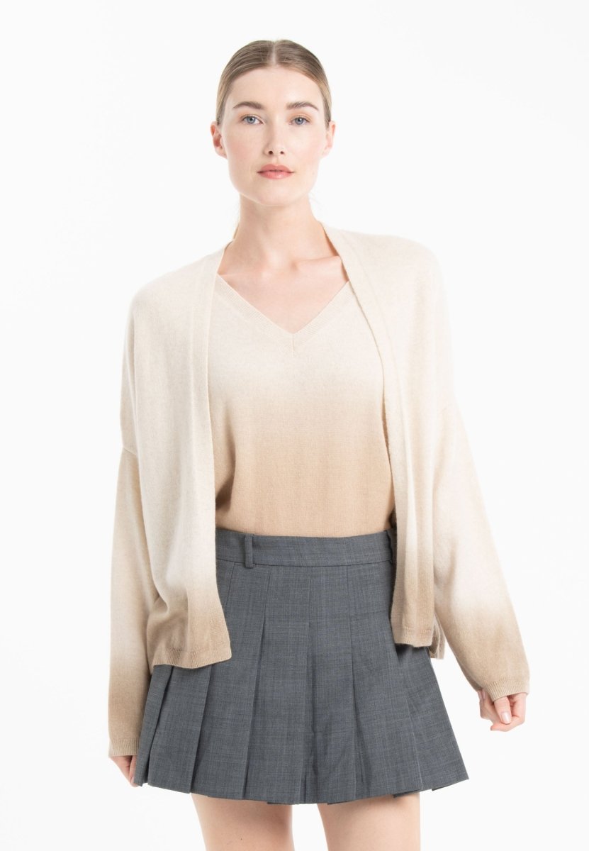 Veste femme en cachemire tie & dye beige clair & beige foncé - NAMI 12