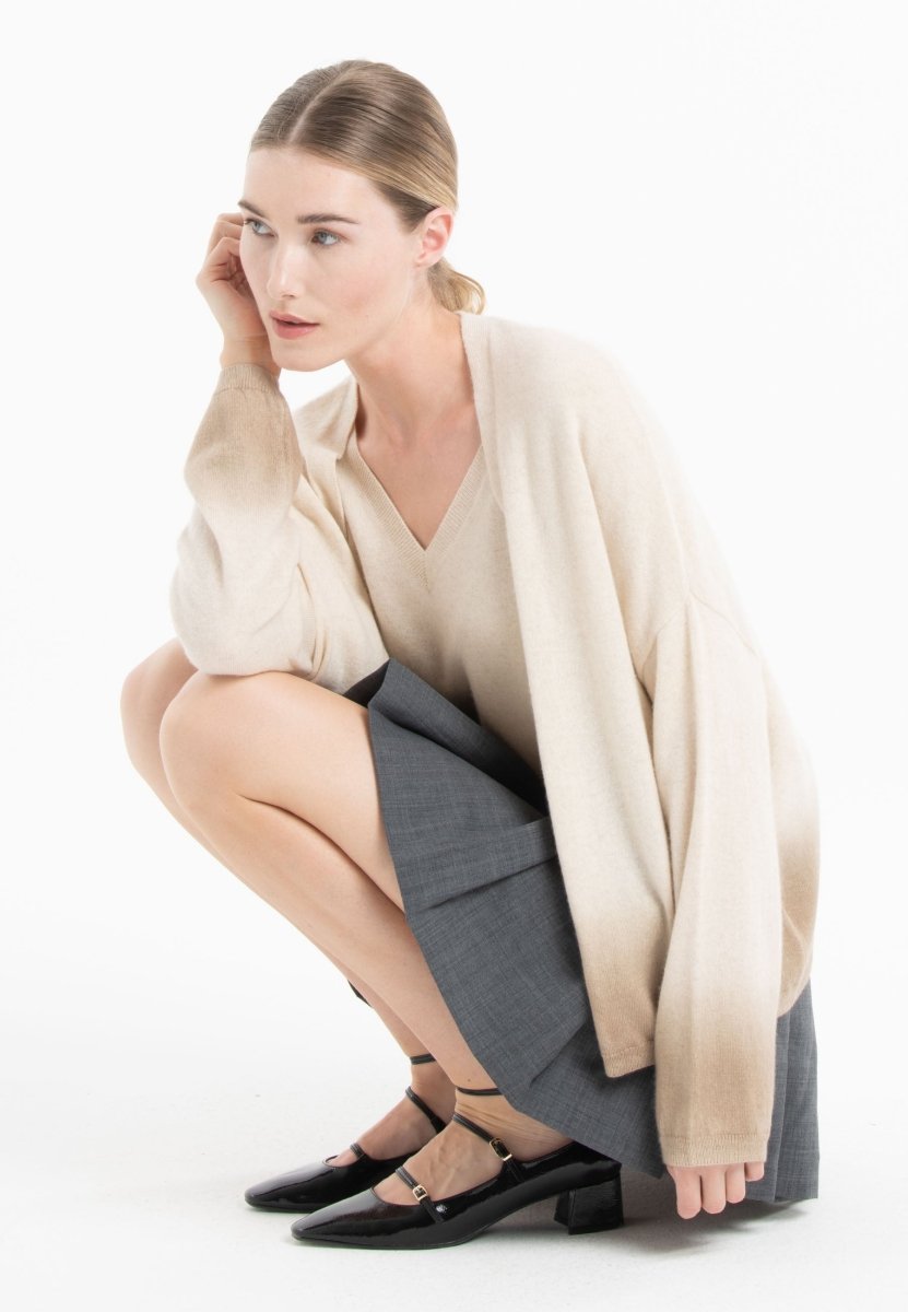 Veste femme en cachemire tie & dye beige clair & beige foncé - NAMI 12