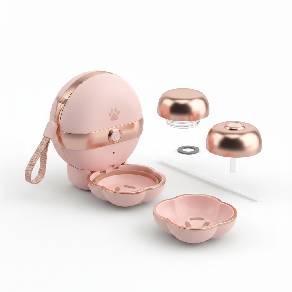Pet Round Water Bottle – Pink/Rosegold