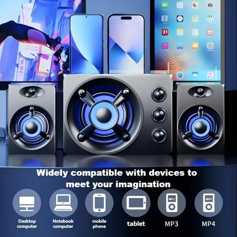Kabelloser Lautsprecher 2.1 Kanal – USB Bass Soundsystem mit LED