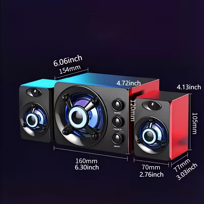 Kabelloser Lautsprecher 2.1 Kanal – USB Bass Soundsystem mit LED