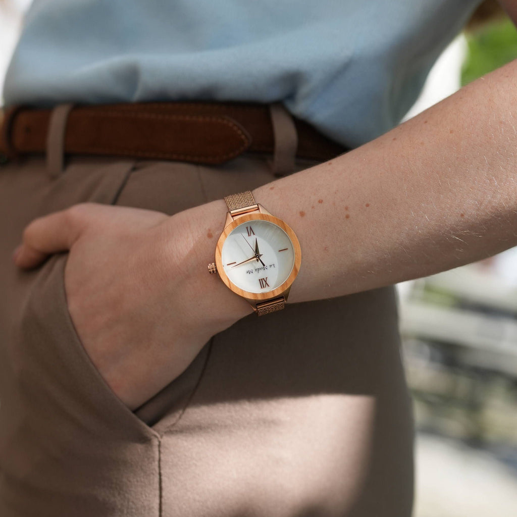 Watch Olivewood Grace - Eco-Friendly Rosegold & Olivewood Timepiece