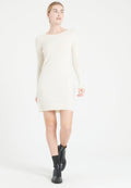 Damen Kaschmirkleid mit Rundhals – Ecru (LILLY 12)