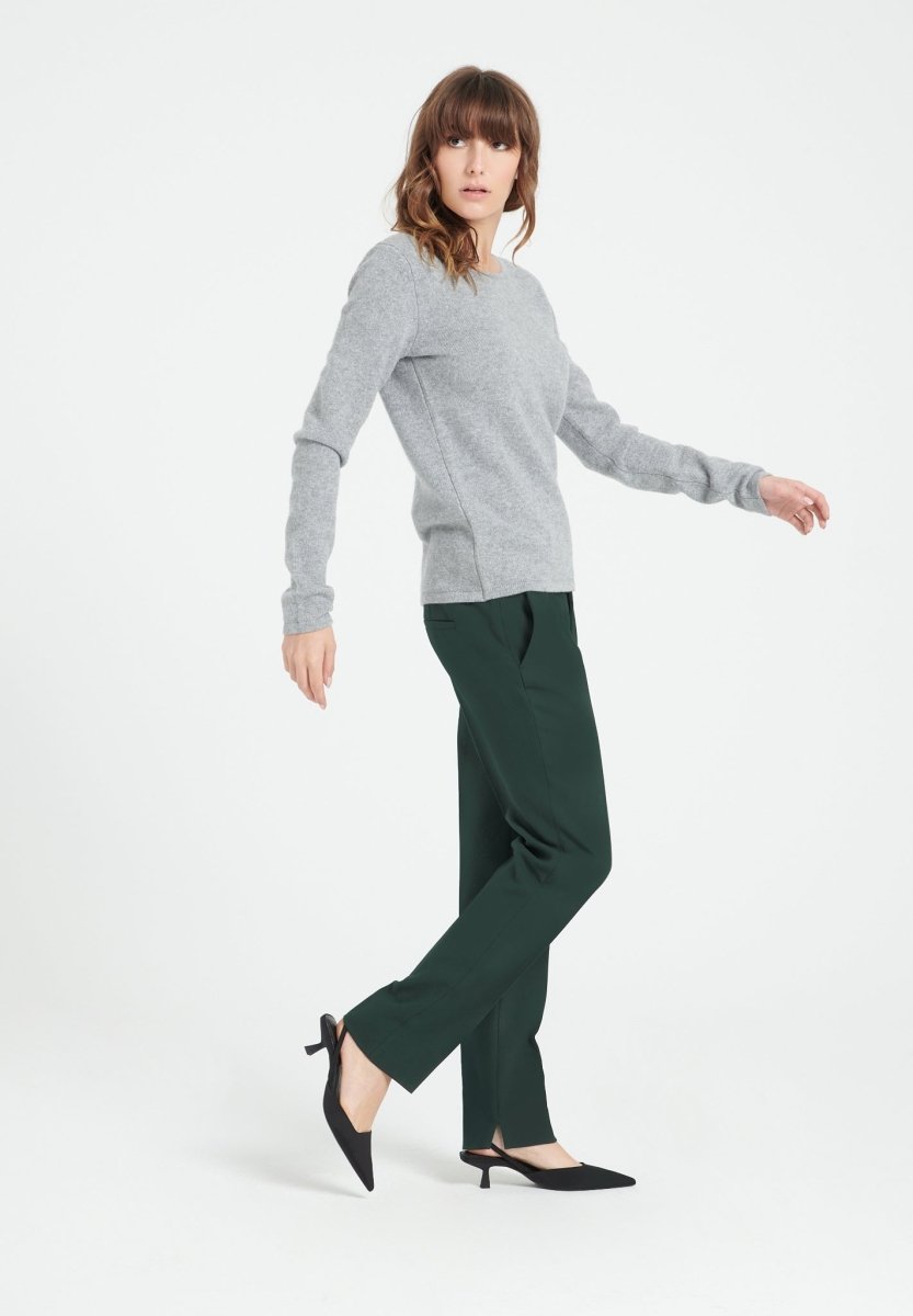 Damen Kaschmir-Pullover Bootsausschnitt Hellgrau 4-fädig – LILLY 18