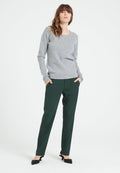Damen Kaschmir-Pullover Bootsausschnitt Hellgrau 4-fädig – LILLY 18