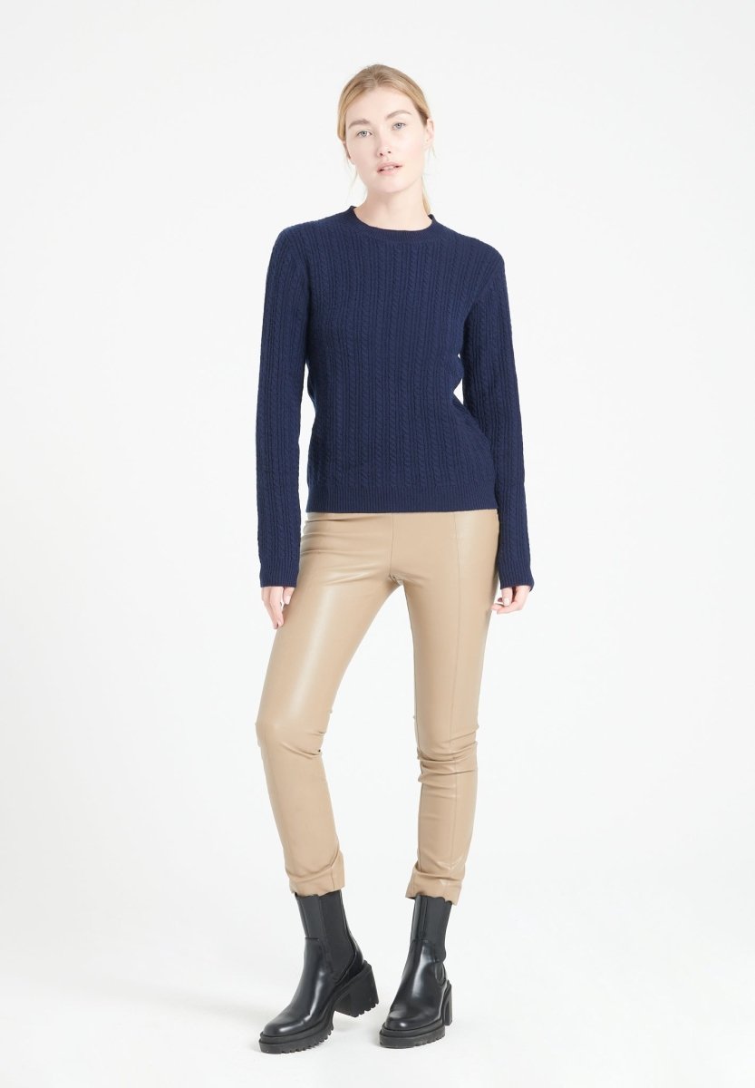 Damen Rundhals-Pullover aus Kaschmir 4-fädig Marineblau – LILLY 29