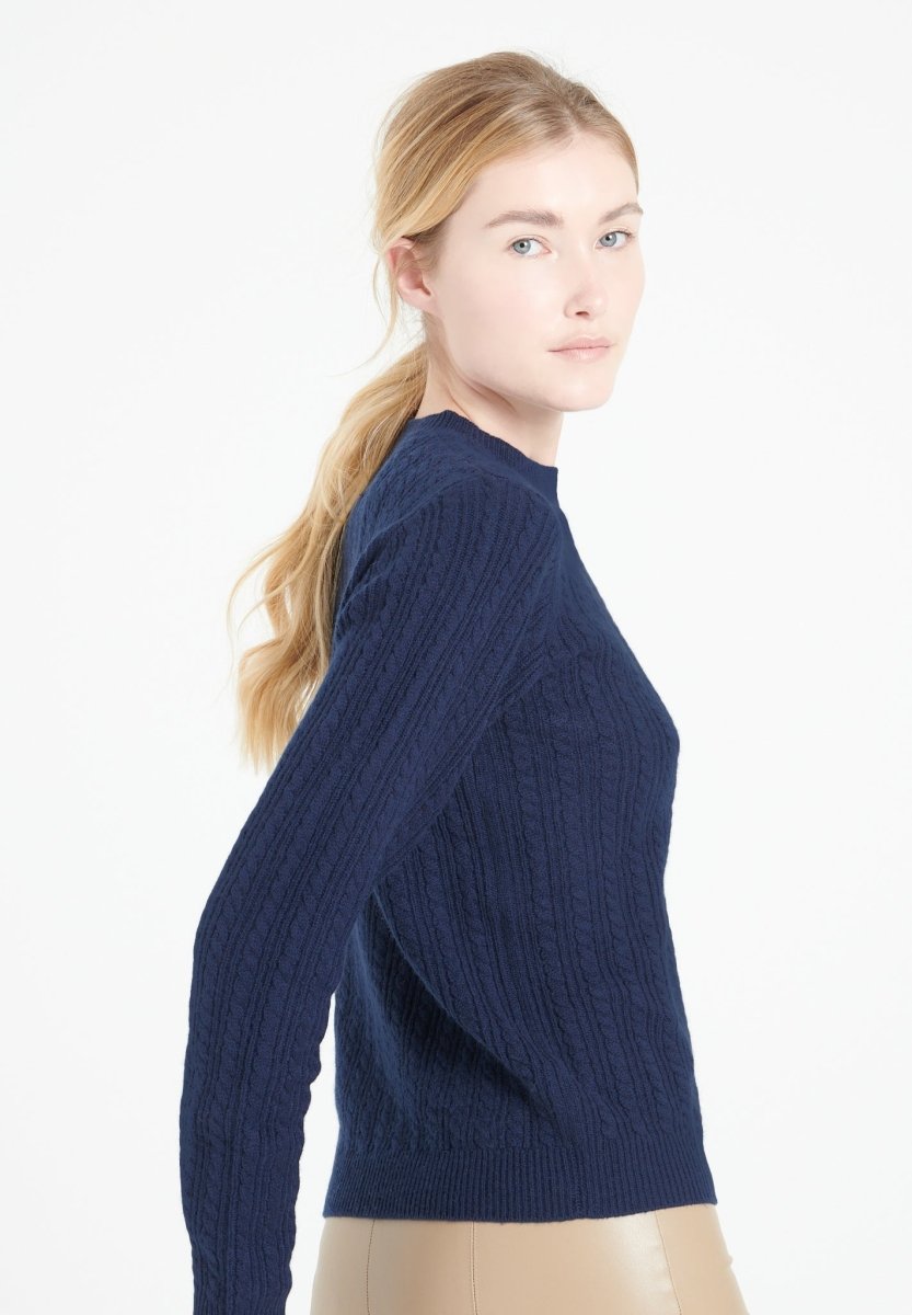 Damen Rundhals-Pullover aus Kaschmir 4-fädig Marineblau – LILLY 29