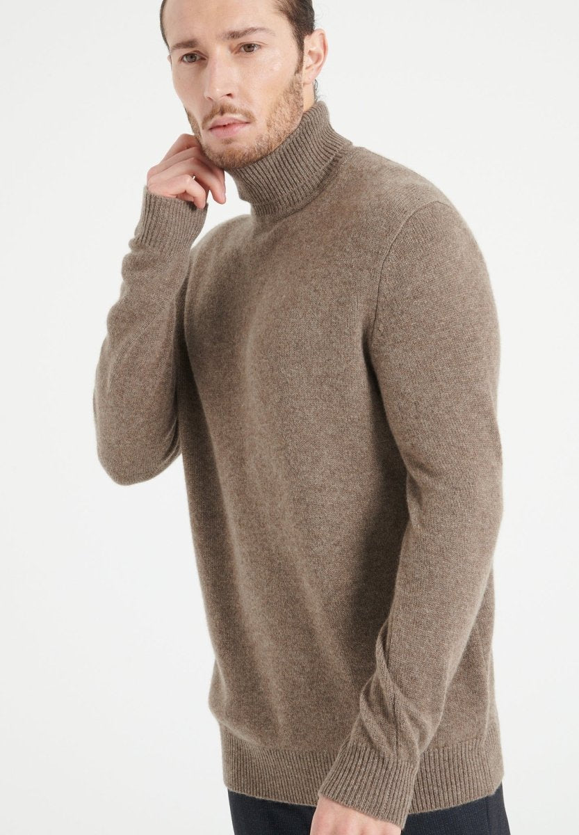 Herren Kaschmirpullover mit Rollkragen 4-fädig – Taupe (LUKE 15)