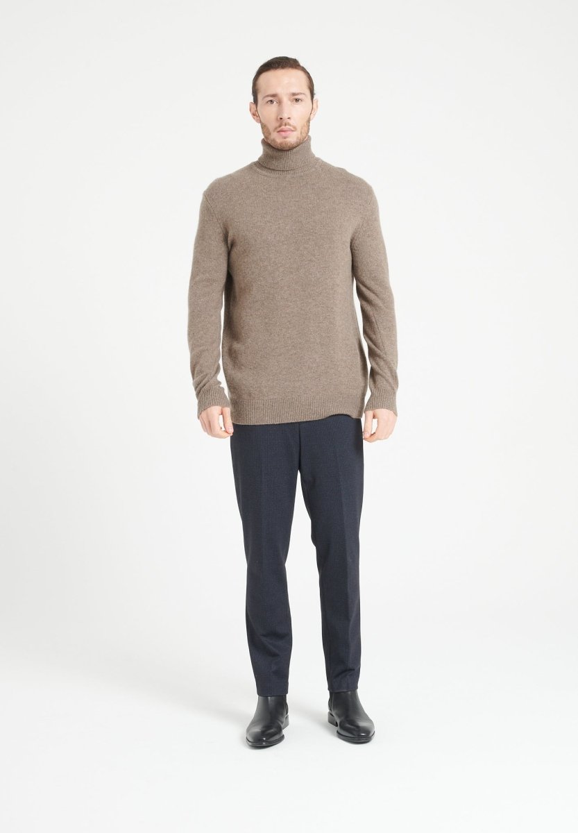 Herren Kaschmirpullover mit Rollkragen 4-fädig – Taupe (LUKE 15)