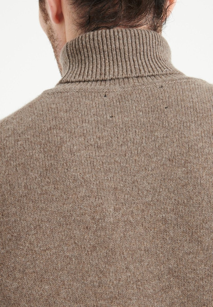 Herren Kaschmirpullover mit Rollkragen 4-fädig – Taupe (LUKE 15)