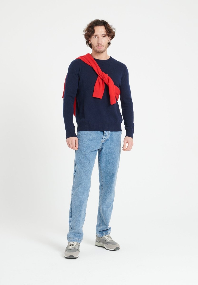 Pull col rond homme en cachemire bleu marine - LUKE 2
