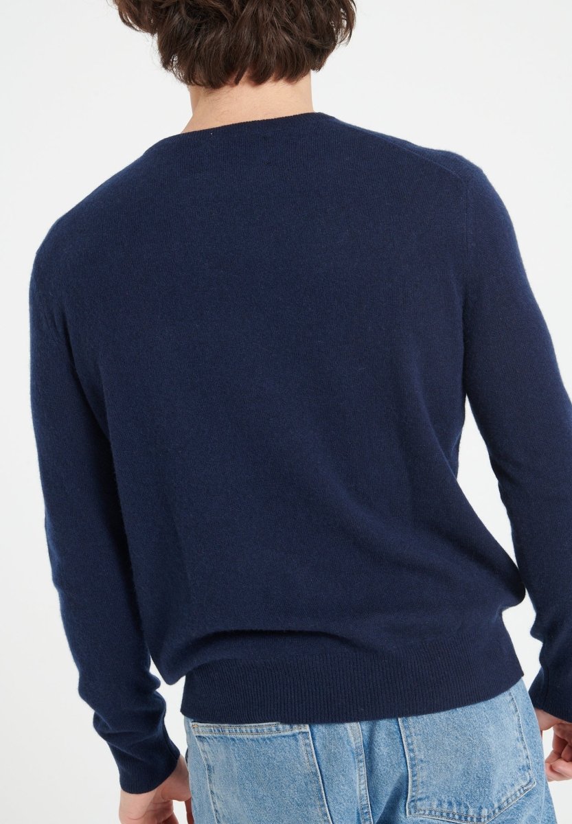Pull col rond homme en cachemire bleu marine - LUKE 2