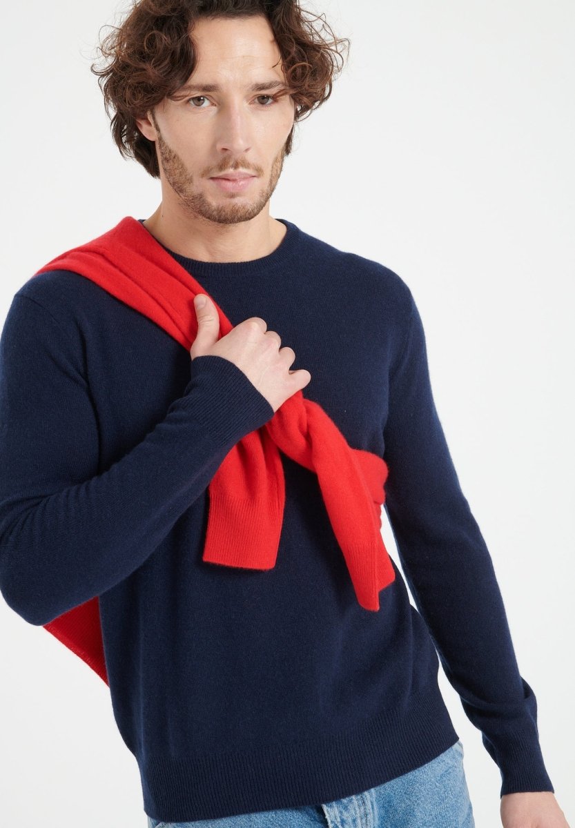 Pull col rond homme en cachemire bleu marine - LUKE 2