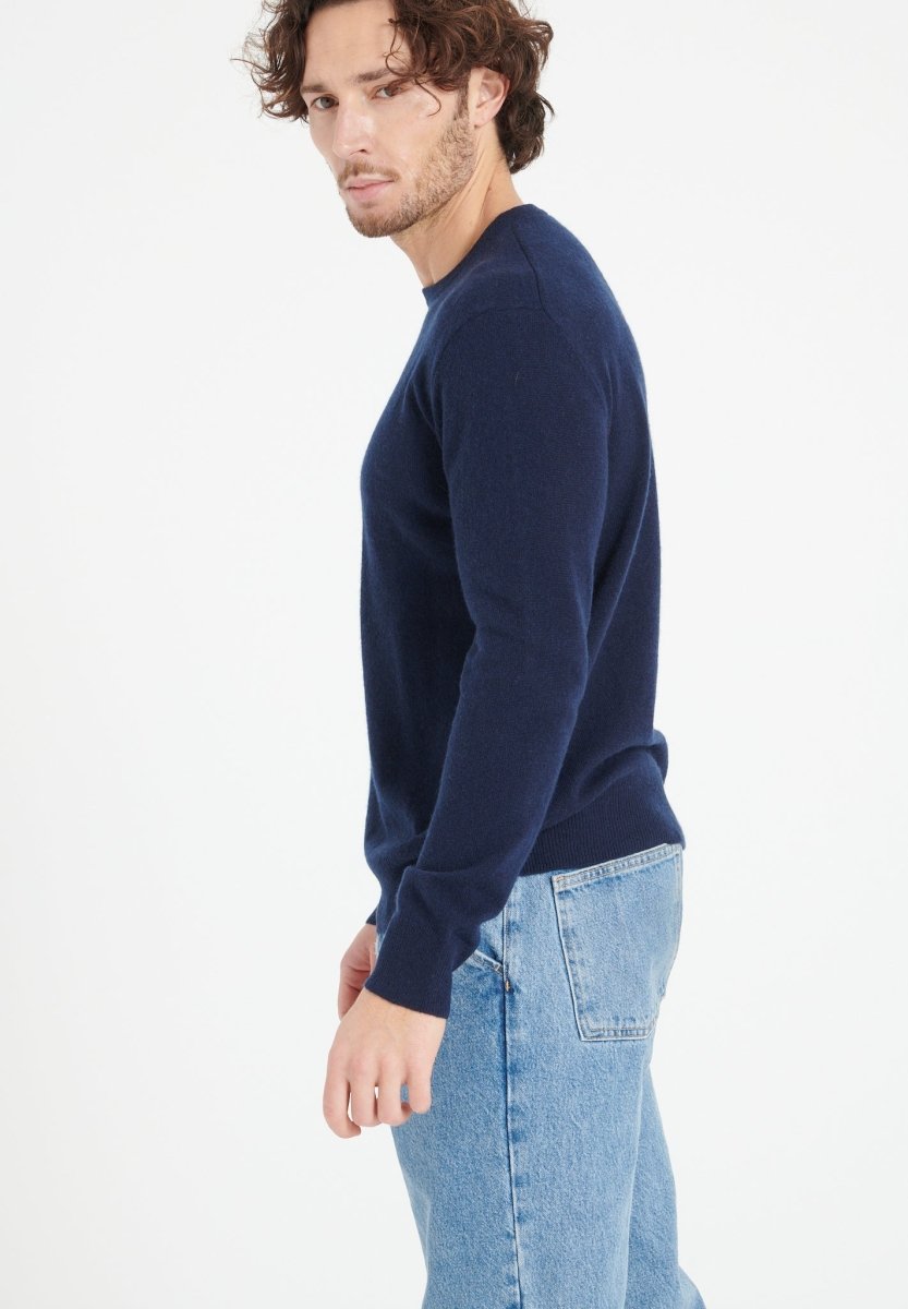 Pull col rond homme en cachemire bleu marine - LUKE 2