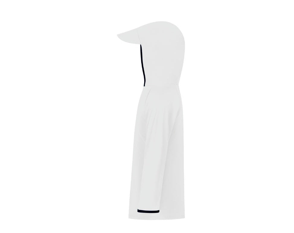 Kinder UV-Langarmshirt mit integrierter Mütze – Weiss (UPF 50)