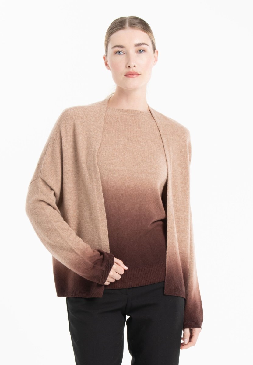 Damen Kaschmir-Jacke Tie-Dye Camel/Braun – NAMI 12