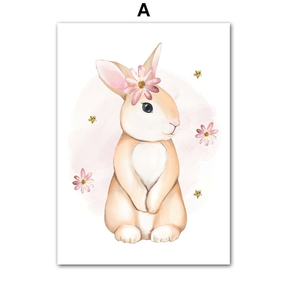 Poster Kinderzimmer Regenbogen Hase Name Personalisiert Rosa · Kinderzimmer Bilder · Wand Deko · Kunst Druck · Deko Print · ohne Rahmen